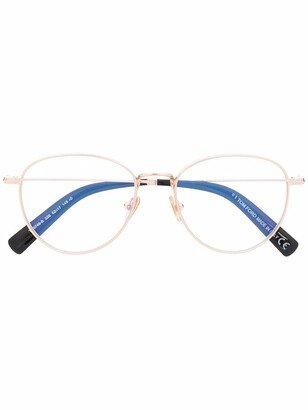 Polished-Effect Round-Frame Glasses-AB