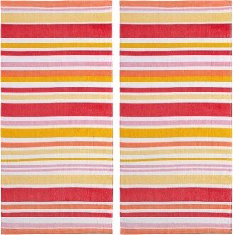 2pk Cabana Striped Fiber Reactive Printed Beach Towels