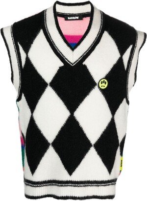 V-neck geometric-pattern vest