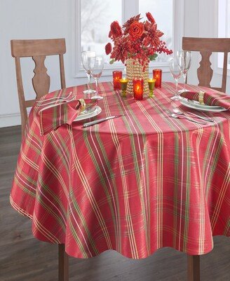 Shimmering Plaid Tablecloth - 60 x 84 Oval