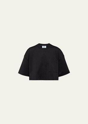 Interlock Knit Cropped Cotton T-Shirt