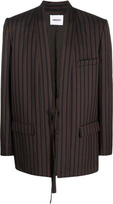 Pinstripe Single-Breasted Blazer-AB