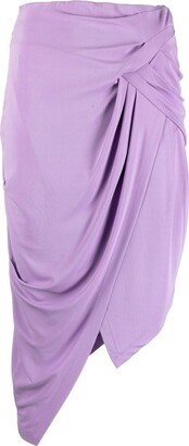 Draped Asymmetric Midi Skirt