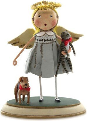 Lori Mitchell Animal Keeper - One Figurine 6.25 Inches - Angel Dog Cat - 11171 - Polyresin - Blue