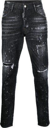 Skater rhinestone-embellished skinny jeans