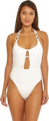 Monaco Halter One-Piece (White) Women's Swimsuits One Piece