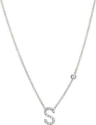 Zoe Lev Jewelry 14k White Gold Personalized Diamond Initial & Bezel Necklace