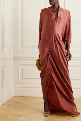 + Net Sustain Oona Asymmetrical Draped Satin-twill Maxi Dress - Red