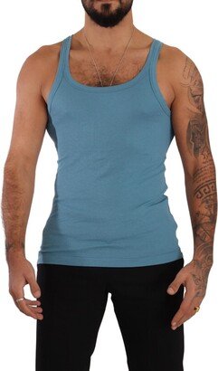 Blue Cotton Round Neck T-shirt Tank Men's Underwear