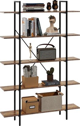 Ahvqevn 5-Tier Bookshelf Vintage Industrial Style Open Tall Book Shelves