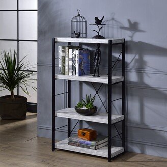 TOSWIN Industrial and Modern Jurgen Metal Bookshelf, White & Black, with 3 Open Compartments