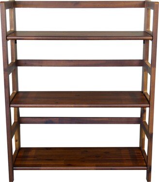 Casual Contemporary Living Solid Acacia 3 Shelf Folding Bookcase in Mahogany