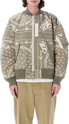 Graphic Print Zip-Up Bomber Jacket