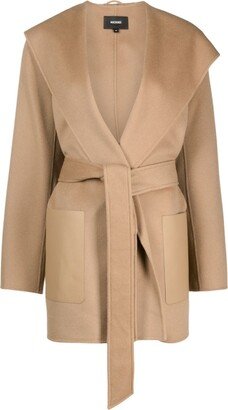 Hooded Belted Wool Jacket