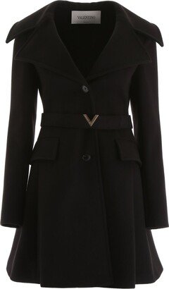 Single-Breasted Logo Belt Coat