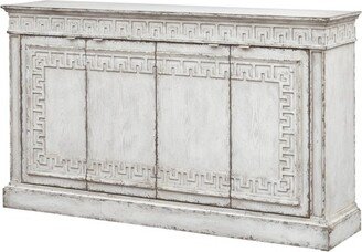 Treasure Trove Accents Kyndel Classic 4 Door Storage Credenza/Sideboard Distressed White - Treasure Trove