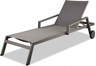 Set of 2 Taupe Modern Aluminum Chaise Lounges - 12 x 30 x 83