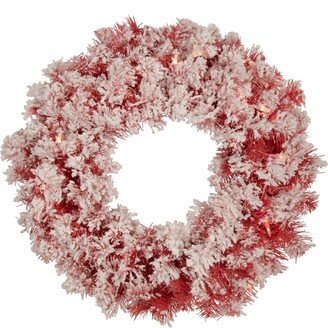 Northlight Pre- Lit Flocked Artificial Christmas Wreath With Clear Lights, 24