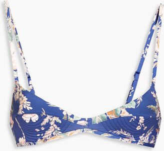 Quilted printed triangle bikini top