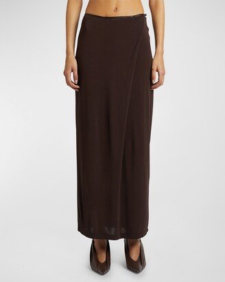 Framed Buckle Column Maxi Wrap Skirt