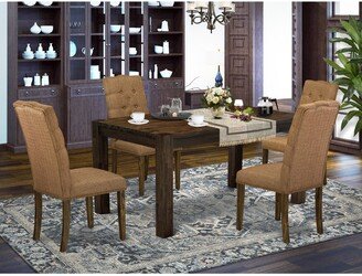 Dining Table Set- a Kitchen Table- Chairs with Linen Fabric Seat- Button Tufted Chair Back