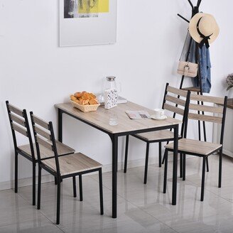 HOMCOM Modern 5-Piece Wooden Dining Kitchen table set 1 Table 4 Chairs Metal legs