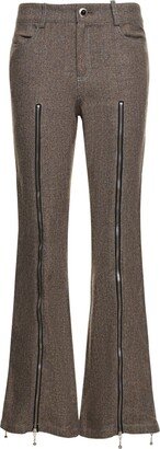 Aika herringbone zip-up bell pants