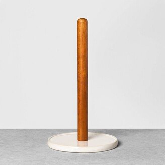 Stoneware & Wood Paper Towel Holder Cream/Brown