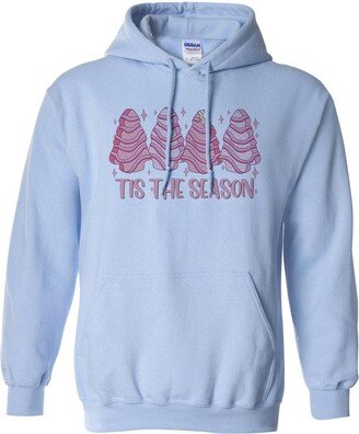 TeesAndTankYou Pink Snack Cakes Tis the Season Hoodie Sweatshirt Unisex 5X-Large Light Blue