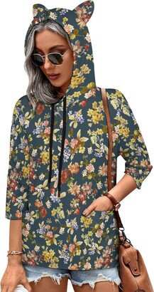 MENRIAOV Beautiful Floral Womens Cute Hoodies with Cat Ears Sweatshirt Pullover with Pockets Shirt Top 5XL Style