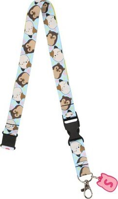 Squishmallows Hans and Cam Pattern Art Sublimated Lanyard with PVC Rubber Charm