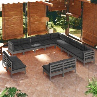 14 Piece Patio Lounge Set with Cushions Solid Pinewood