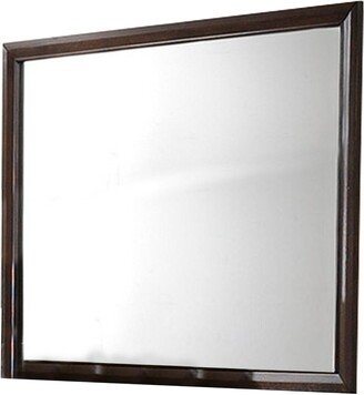 Wooden Rectangular Mirror with Molded Details, Brown