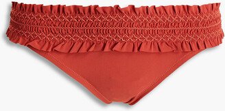 Costa shirred mid-rise bikini briefs