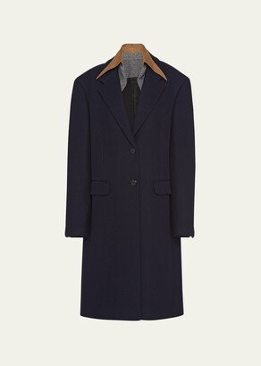 Single-Breasted Cashmere Wool Coat with Collar
