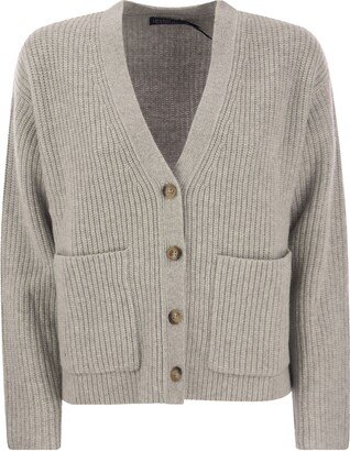 Ribbed Wool And Cashmere Cardigan-AD