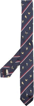 Birds And Bees print silk tie