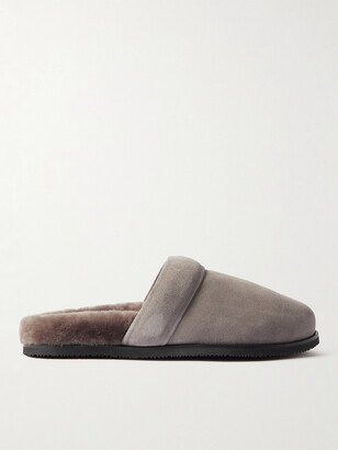 David Shearling-Lined Suede Slippers