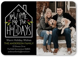 Holiday Cards: Holiday Home Moving Announcement, Black, 5X7, Holiday, Matte, Signature Smooth Cardstock, Rounded