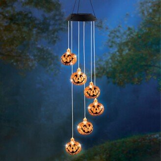 Collections Etc Solar Pumpkin Outdoor Garden Mobile Halloween Accent - 5.750 x 5.250 x 5.250