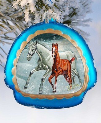 G.DeBrekht Winter Horses Glass Ornament Holiday Splendor