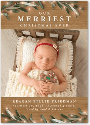 Birth Announcements: Our New Gift Birth Announcement, Beige, 5X7, Luxe Double-Thick Cardstock, Square