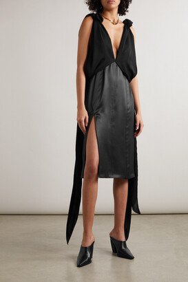 Draped Silk-chiffon And Twill Dress - Black