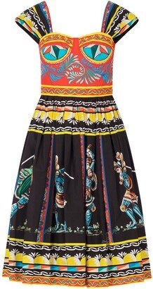 Mixed-Print Knee-Length Dress