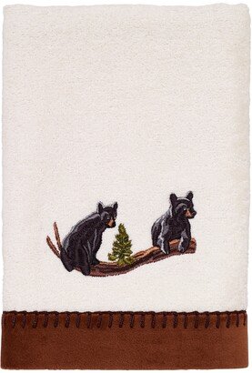 Black Playful Bears Lodge Cotton Hand Towel, 16