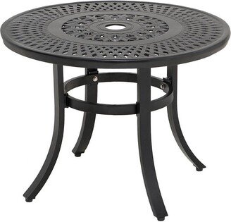 Cast Aluminum Round Patio Dining Table with Umbrella Hole - Antique Brown - Crestlive Products