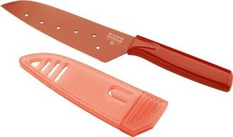 Colori 5-Inch Santoku Knife With Sheath, Red