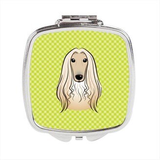 BB1306SCM Checkerboard Lime Green Afghan Hound Compact Mirror, 2.75 x 3 x .3 In.