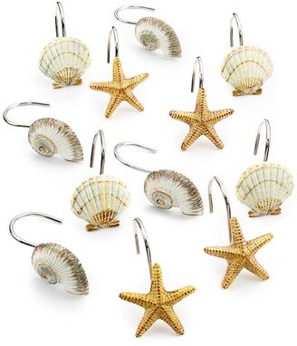 Antigua Starfish & Seashells Ceramic 12-Pc. Shower Curtain Hooks