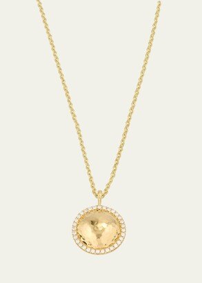 18K Stardust Goddess Small Round Hammered Pendant Necklace